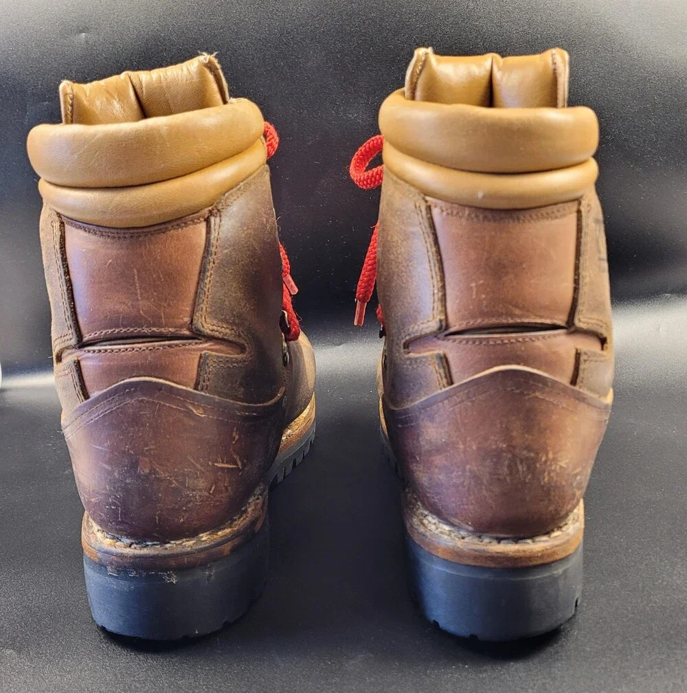 Vintage Kastinger Mountaineering Boots Mens 8.5 Brown Leather Vibram 70s Austria